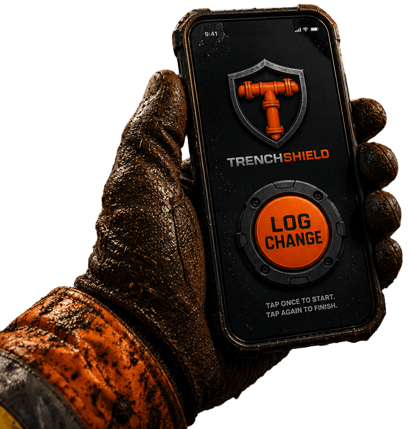 TrenchShield mobile app on a job site